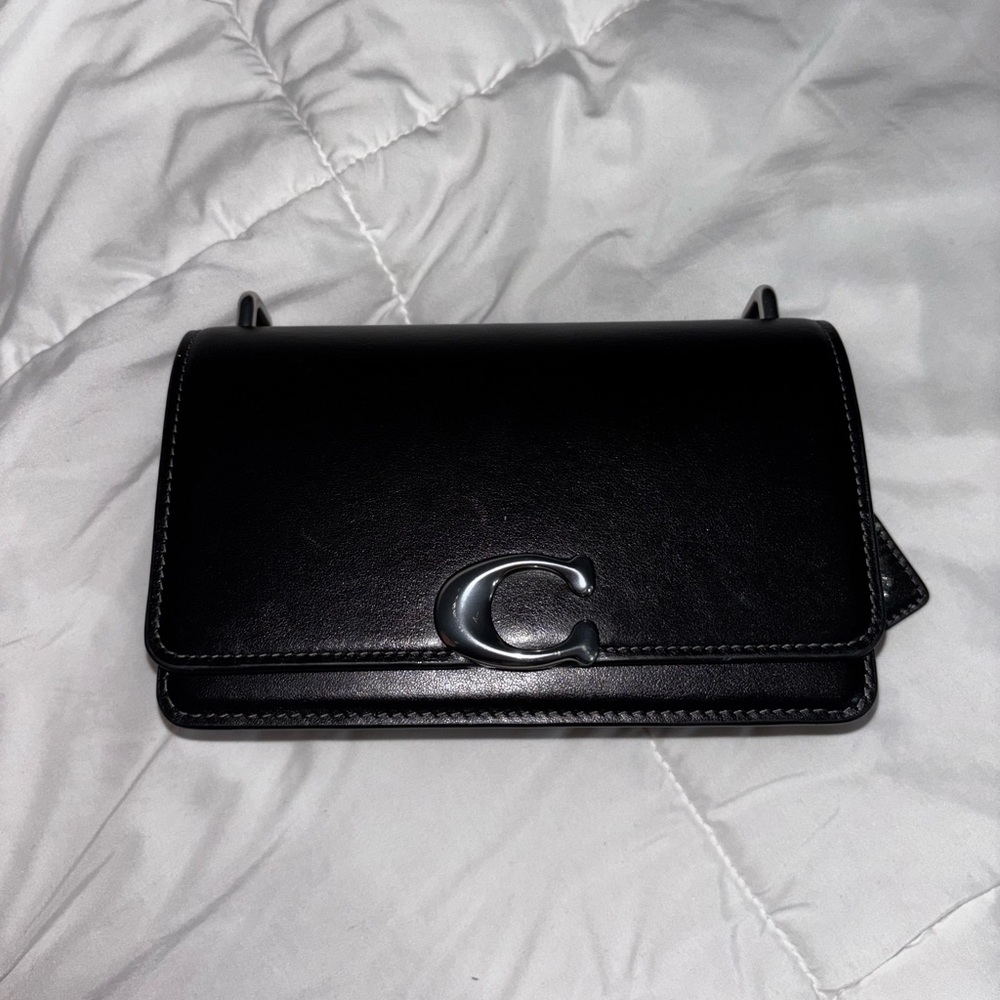 Coach Black Leather Crossbody with Silver 'C' Hardware